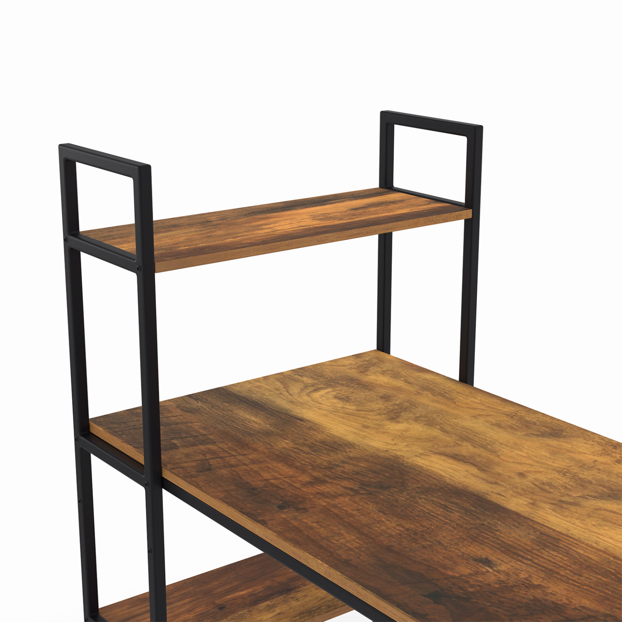 Voir la diapositive 3 : ID MARKET Bureau bibliothèque hawkins plateau bois foncé design industriel