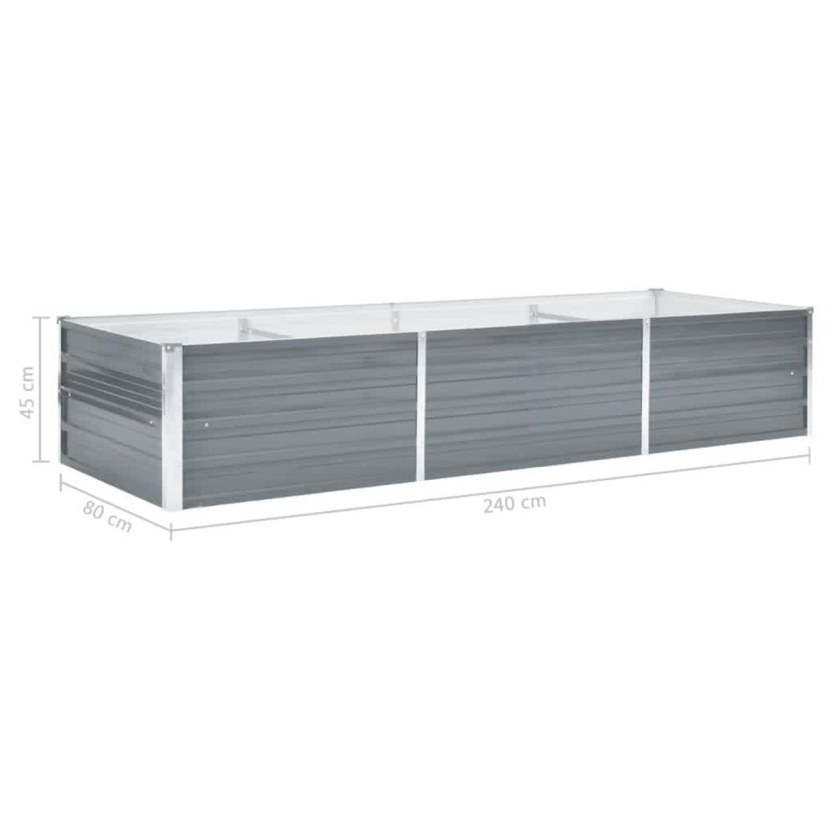 VIDAXL Lit sureleve de jardin Acier galvanise 240x80x45 cm Gris