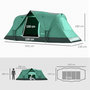 Voir la diapositive 3 : OUTSUNNY Tente de camping familiale 5-6 pers. - porte, 2 fenêtres - vert