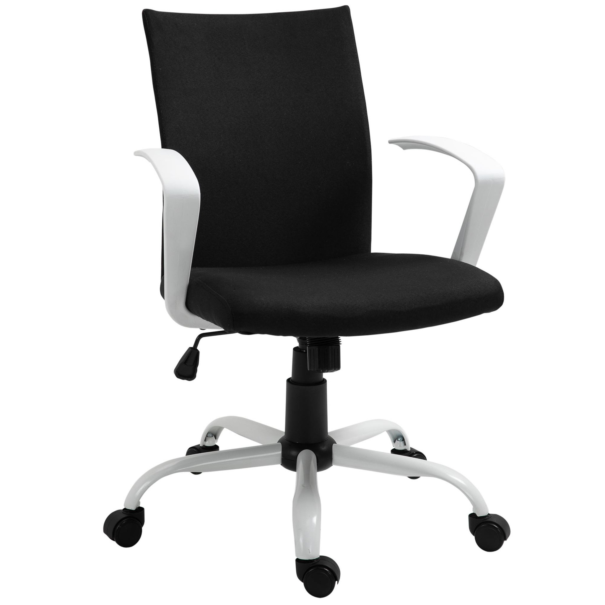 Voir la diapositive 1 : VINSETTO Chaise de bureau ergonomique hauteur réglable pivotante 360° piètement acier blanc lin noir
