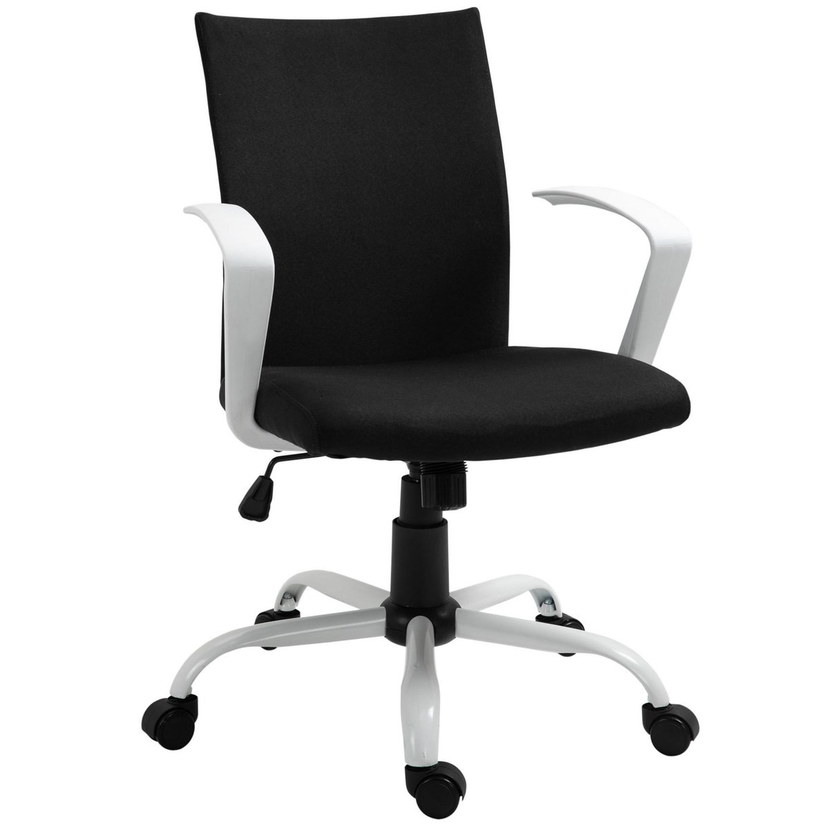 VINSETTO Chaise de bureau ergonomique hauteur réglable pivotante 360° piètement acier blanc lin noir