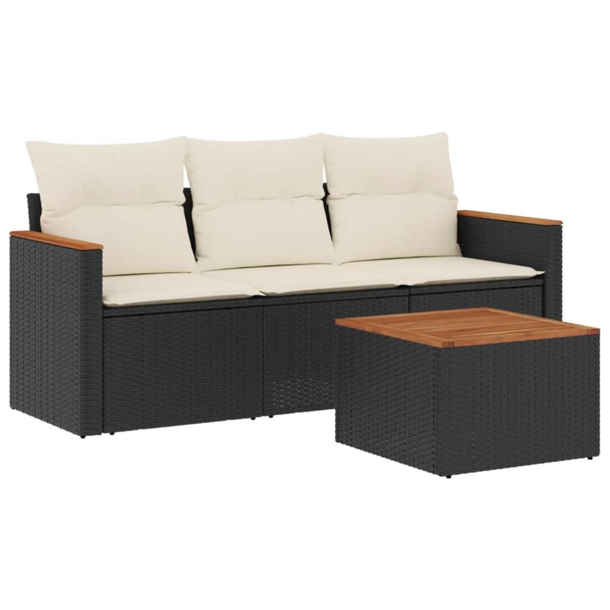 Voir la diapositive 2 : VIDAXL Salon de jardin 4 pcs avec coussins noir resine tressee