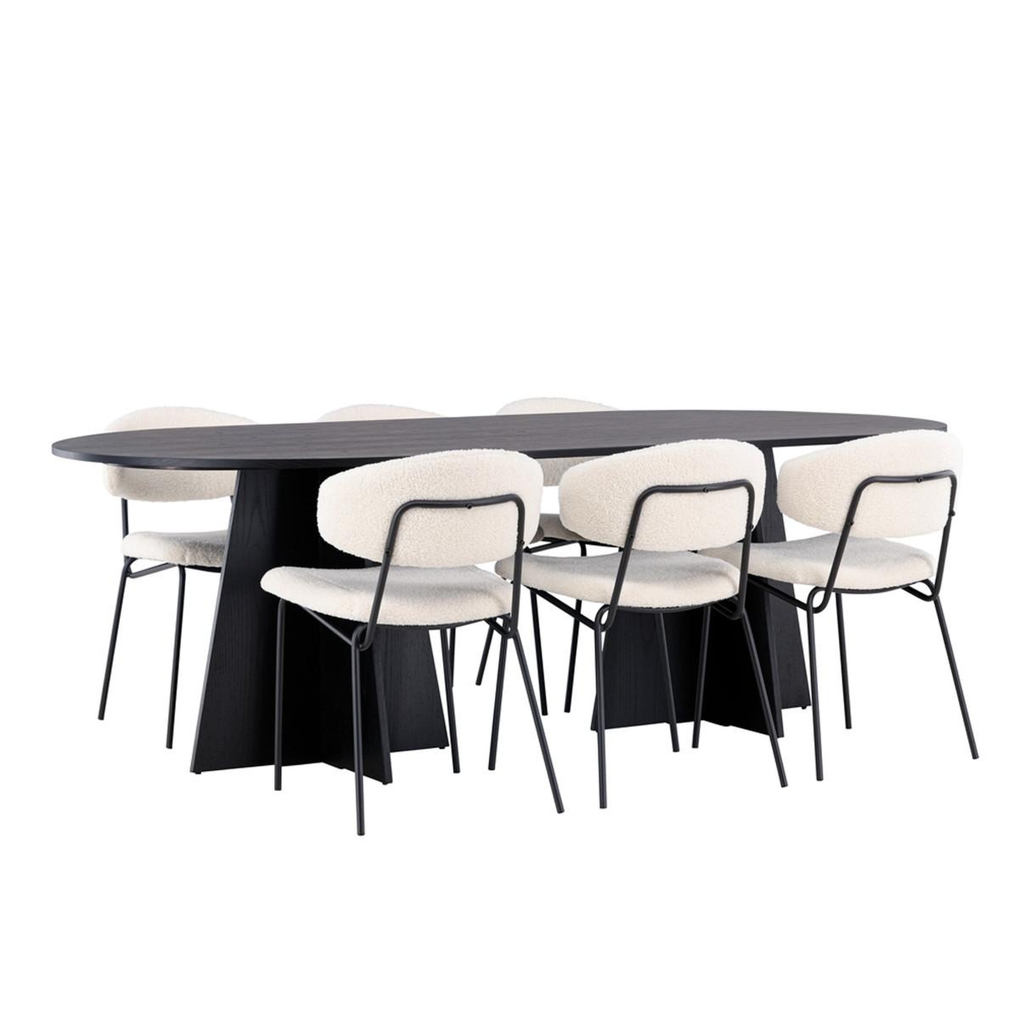 Paris Prix Ensemble table à manger & 6 chaises  bootcut & chico  230cm noir & blanc crème