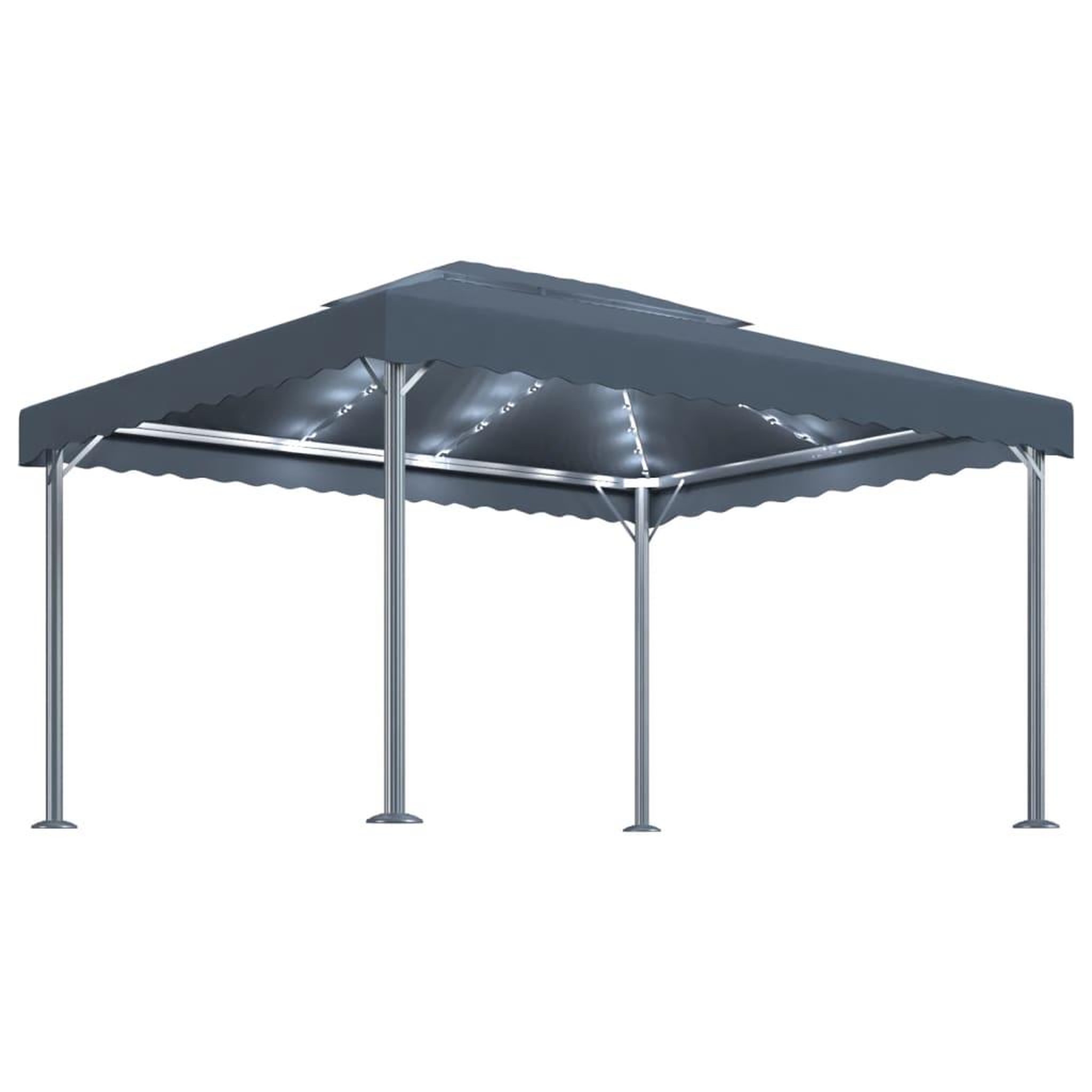 Voir la diapositive 2 : VIDAXL Tonnelle et guirlande lumineuse a LED 4x3m Anthracite Aluminium