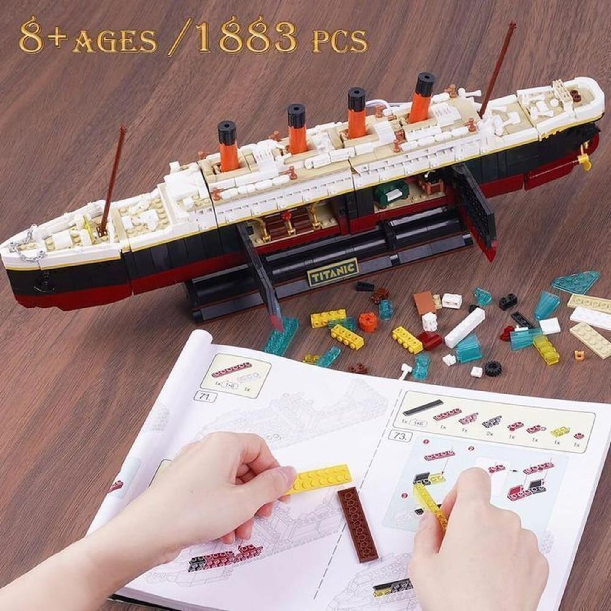 Voir la diapositive 4 : Kit de construction 2-en-1 Titanic INSOON avec éclairage LED, 1883 mini blocs ABS 3,6 mm, maquette d'épave