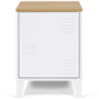 Voir la diapositive 3 : ID MARKET Table de chevet ESTER 1 porte métal blanc plateau façon hêtre design industriel