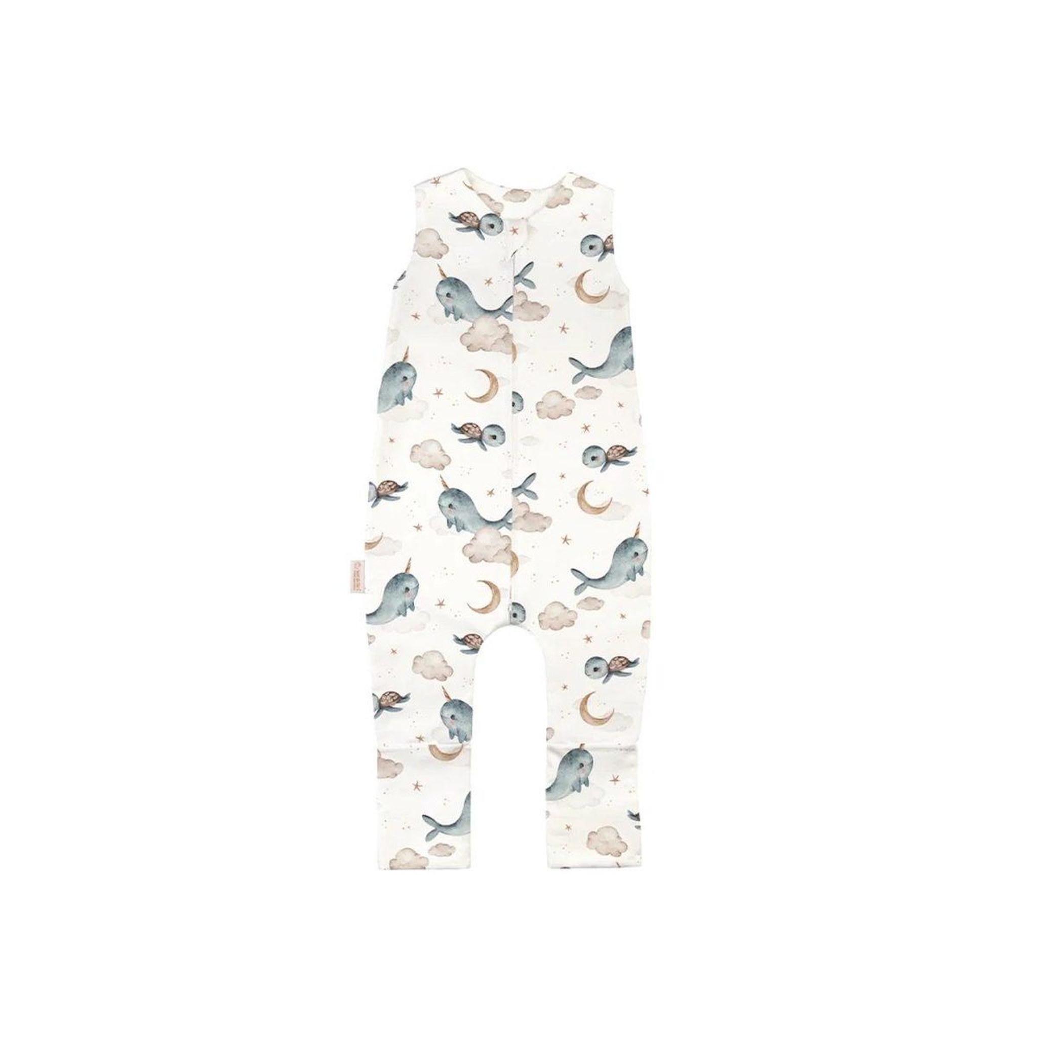 WALDIN Gigoteuse à jambes en coton - taille S (1-2 ans) - motif baleine, blanc