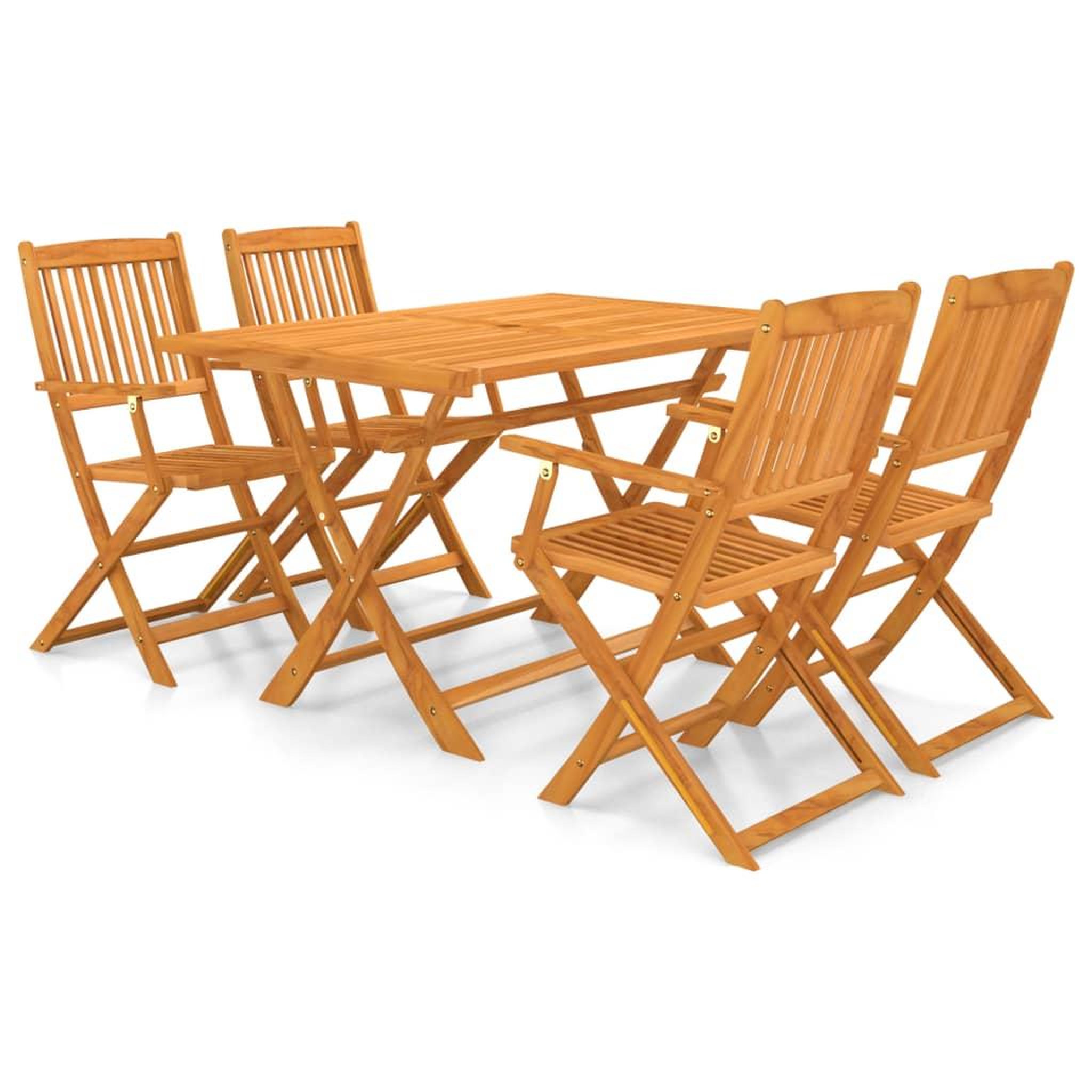 Voir la diapositive 1 : VIDAXL Ensemble a manger d'exterieur pliable 5pcs Bois d'acacia solide