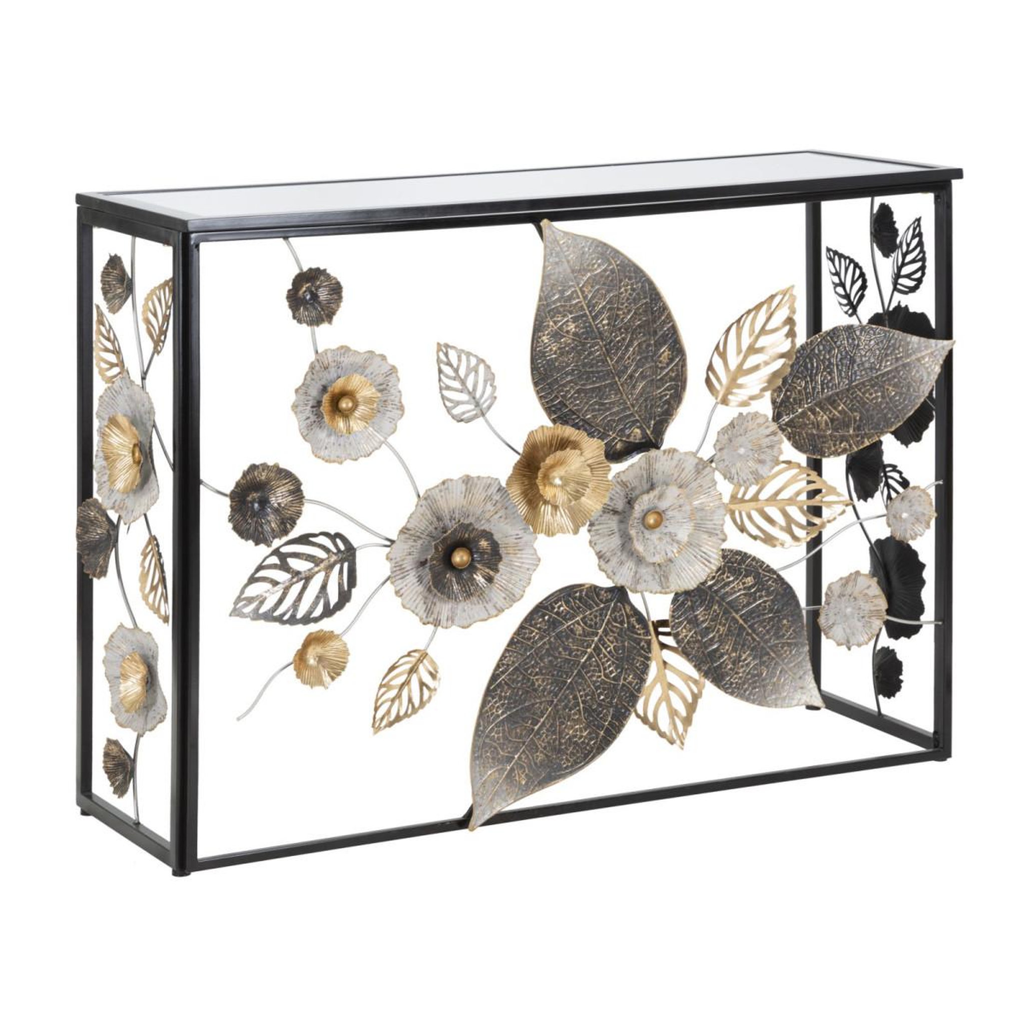 Paris Prix Console design en métal  flora  111cm multicolore