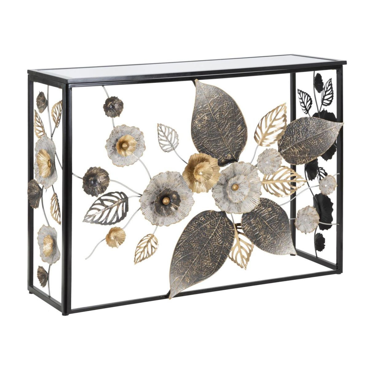 Paris Prix Console Design en Métal  Flora  111cm Multicolore