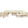 Voir la diapositive 2 : VIDAXL Salon de jardin 12 pcs avec coussins blanc creme bambou