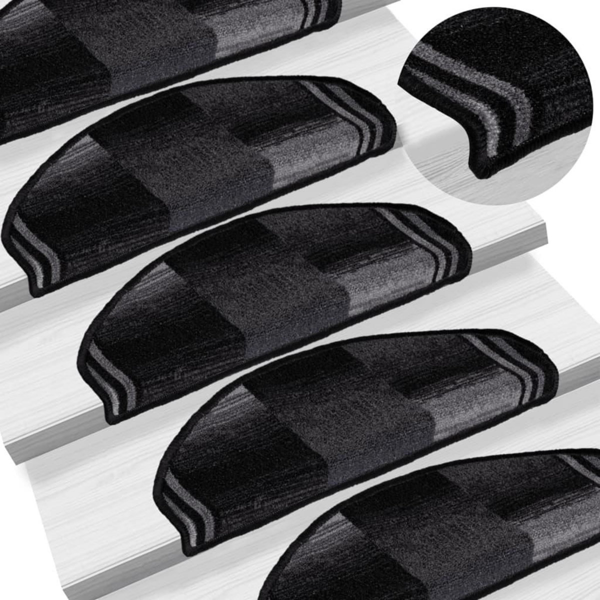 VIDAXL Tapis d'escalier autoadhesifs 10 pcs 65x21x4 cm Noir et gris