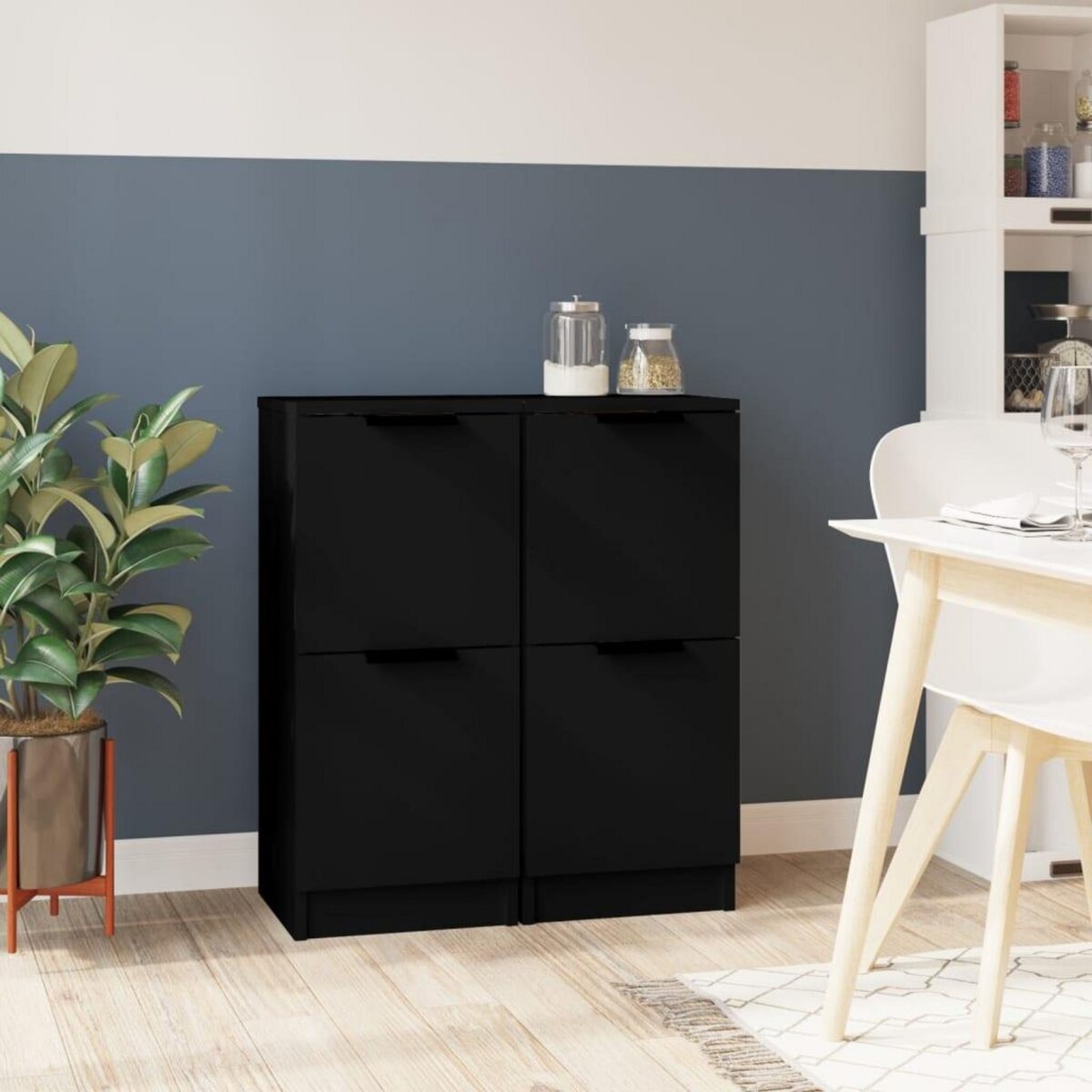 VIDAXL Buffets 2 pcs noir 30x30x70 cm bois d'ingenierie