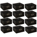 TOILINUX Lot de 12 Boites de rangement en tissu. Coloris disponibles : Beige, Gris, Noir, Vert