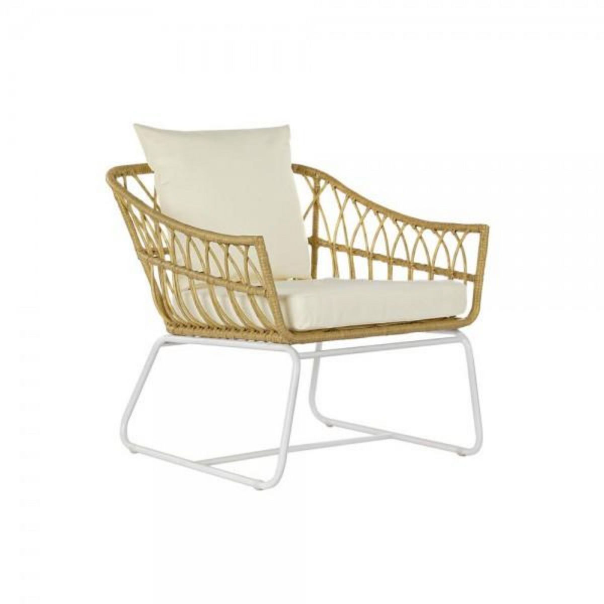 MARKET24 Chaise de jardin DKD Home Decor Marron Métal rotin synthétique Blanc (76 x 74 x 77 cm)