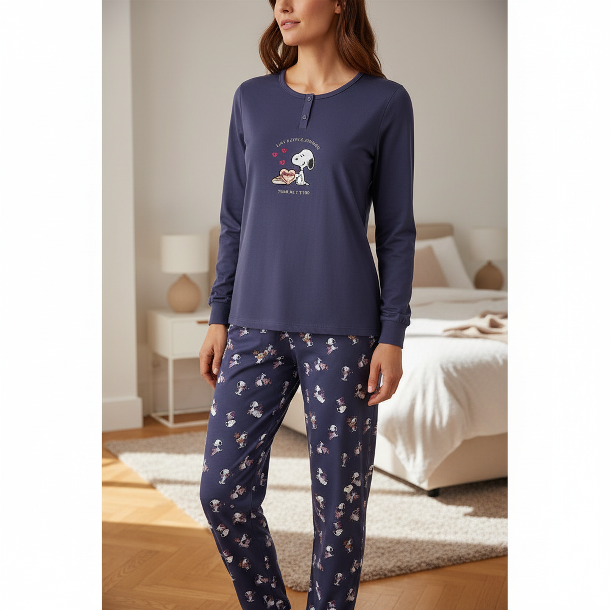 Voir la diapositive 2 : OZABI Ozabi ensemble pyjama femme léger broderie motif fantaisie