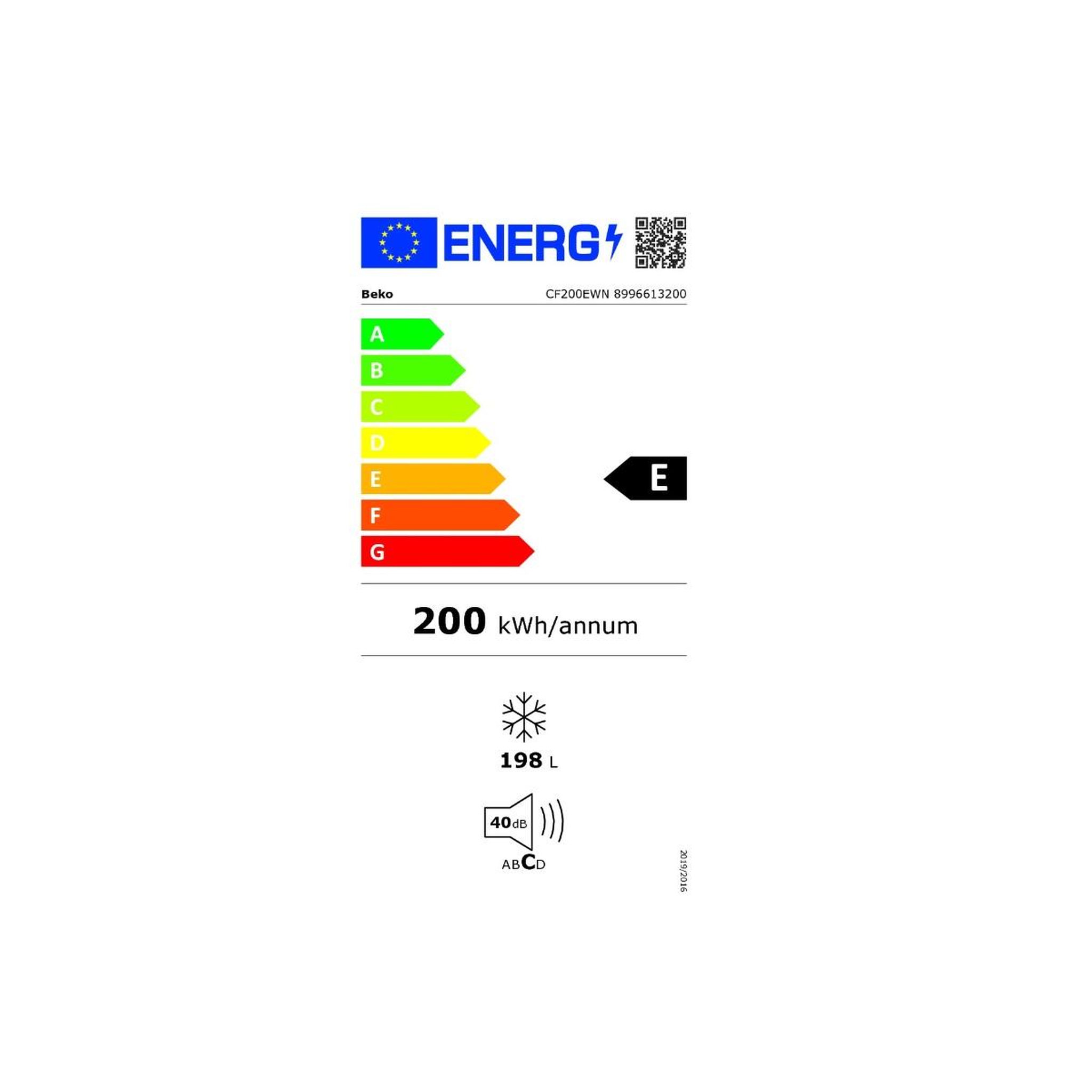 Voir la diapositive 2 : Beko Congélateur coffre 90.5cm 198l - cf200ewn