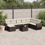 VIDAXL Salon de jardin avec coussins 9 pcs marron resine tressee