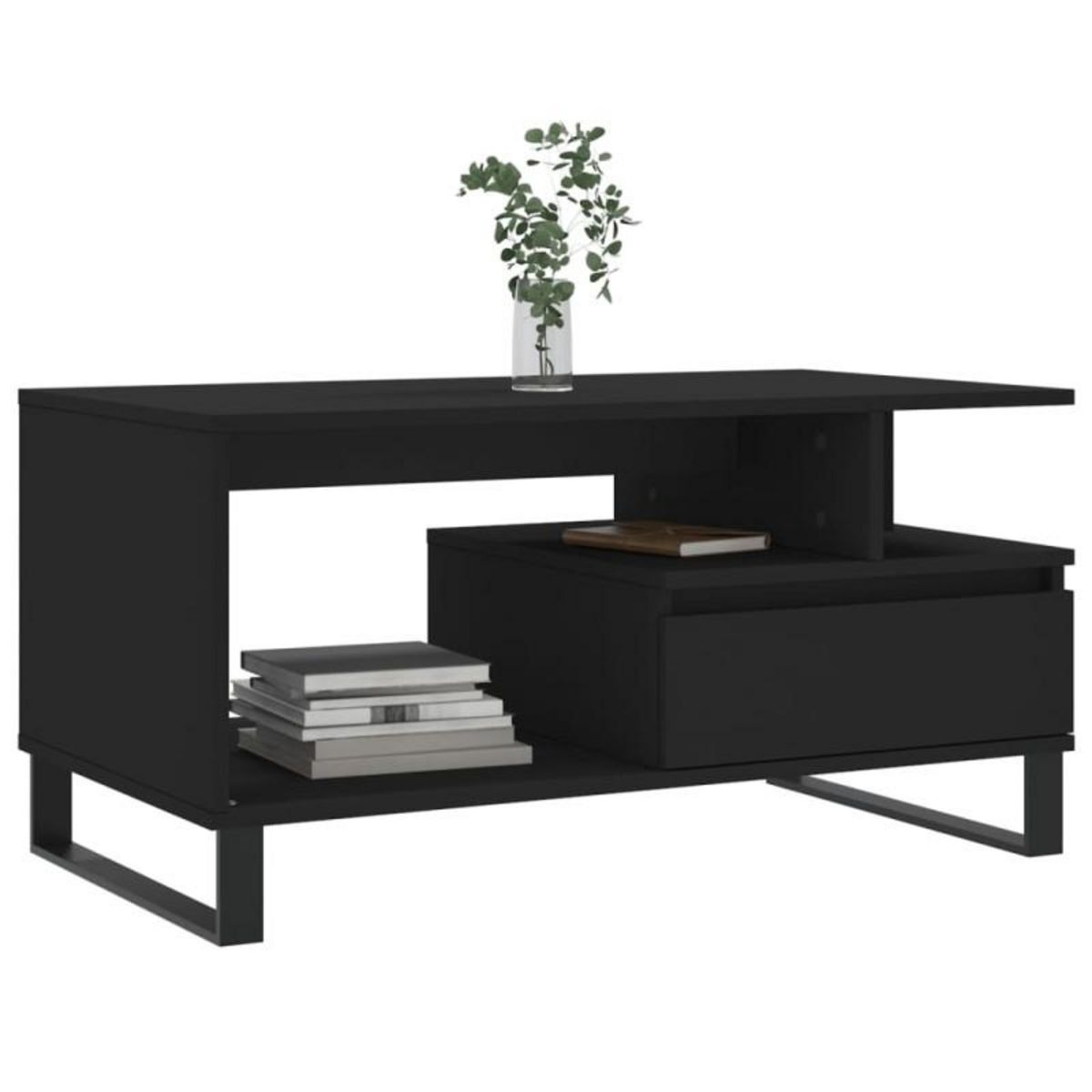 VIDAXL Table basse Noir 90x49x45 cm Bois d ingénierie