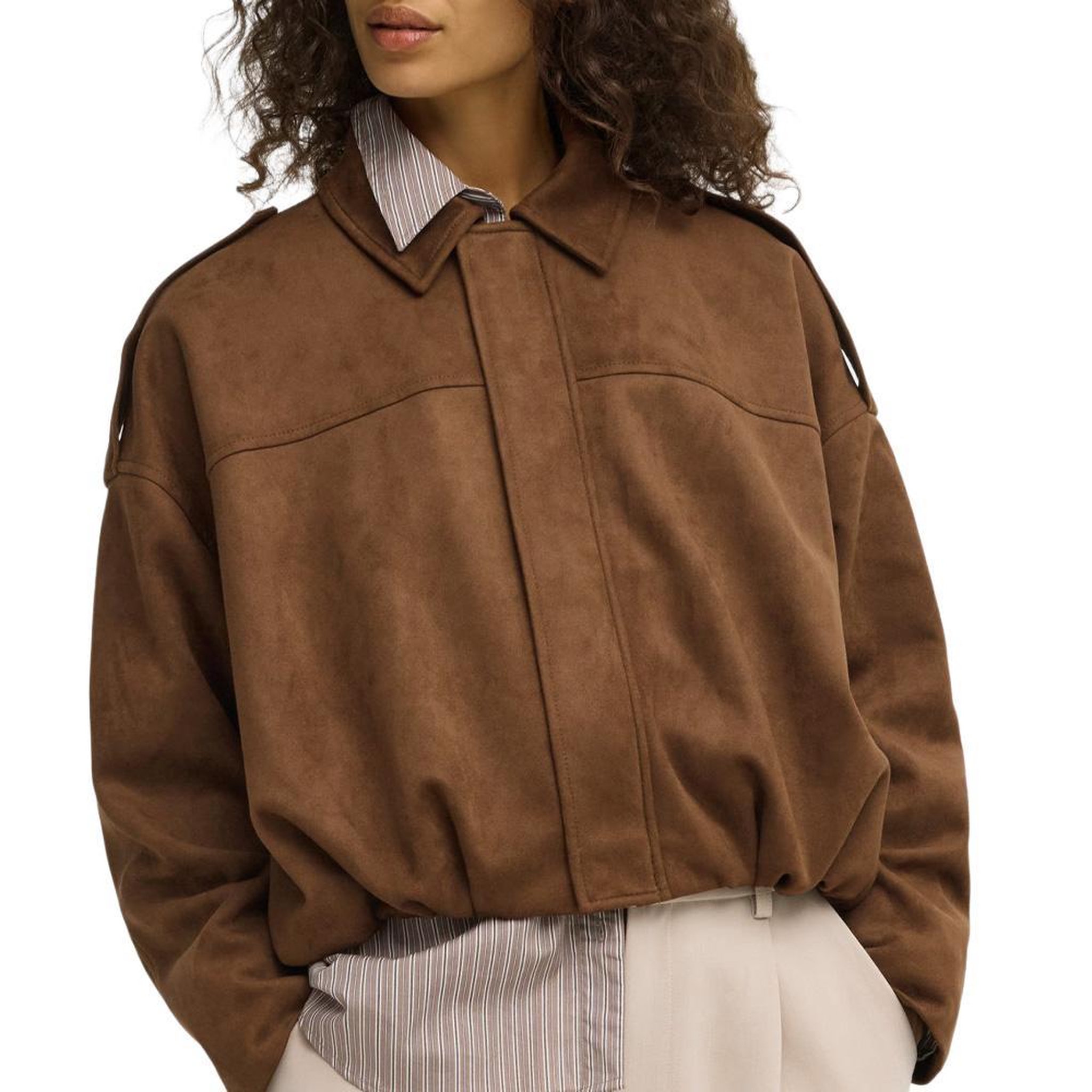 Only Veste en suédine marron femme only amber. Coloris disponibles : Marron