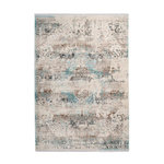 Paris Prix Tapis Oriental à Poils Courts  Anouk  Taupe & Turquoise. Coloris disponibles : Marron