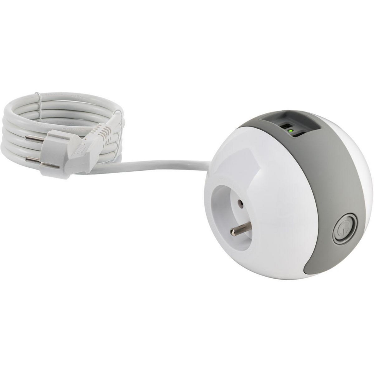 WATT AND CO Multiprise USB Wattball Blanc - Gris