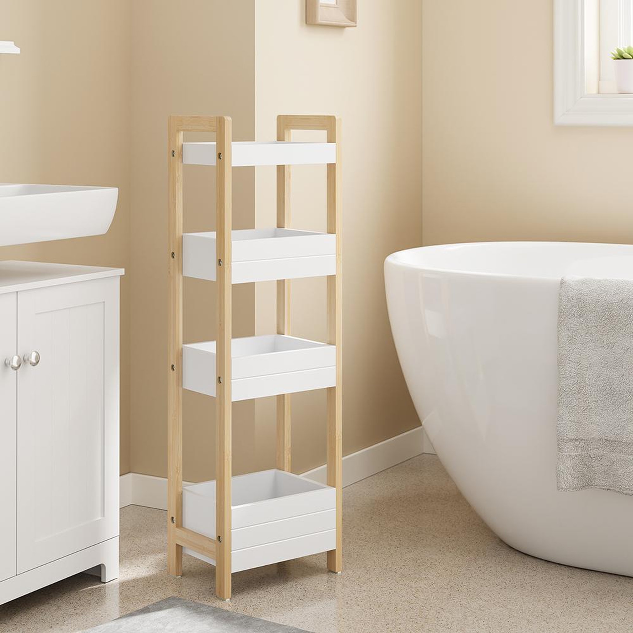Voir la diapositive 4 : SOBUY Étagère de Rangement Vertical Blanc 28x20x90cm FRG226-H-WN