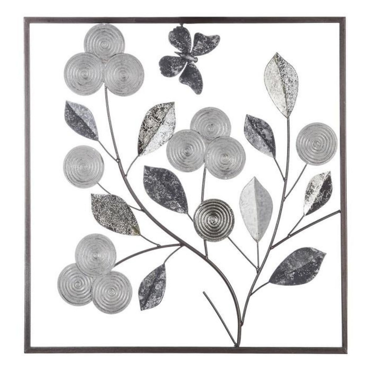 ATMOSPHERA Décoration Murale Métal  Fleurs  50cm Argent