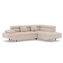 Voir la diapositive 2 : BEST MOBILIER Margaux - canapé d'angle droit 5 places convertible avec coffre et têtières réglables en velours texturé