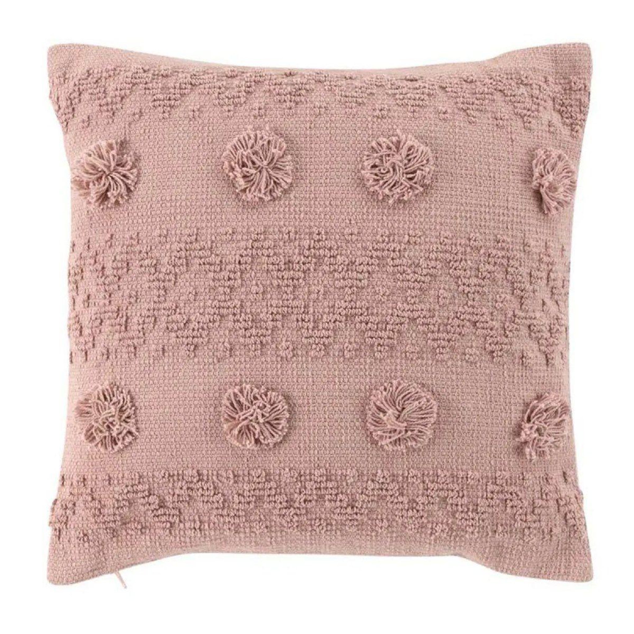 Douceur d'Intérieur Coussin déco à pompons  alenia  40x40cm rose
