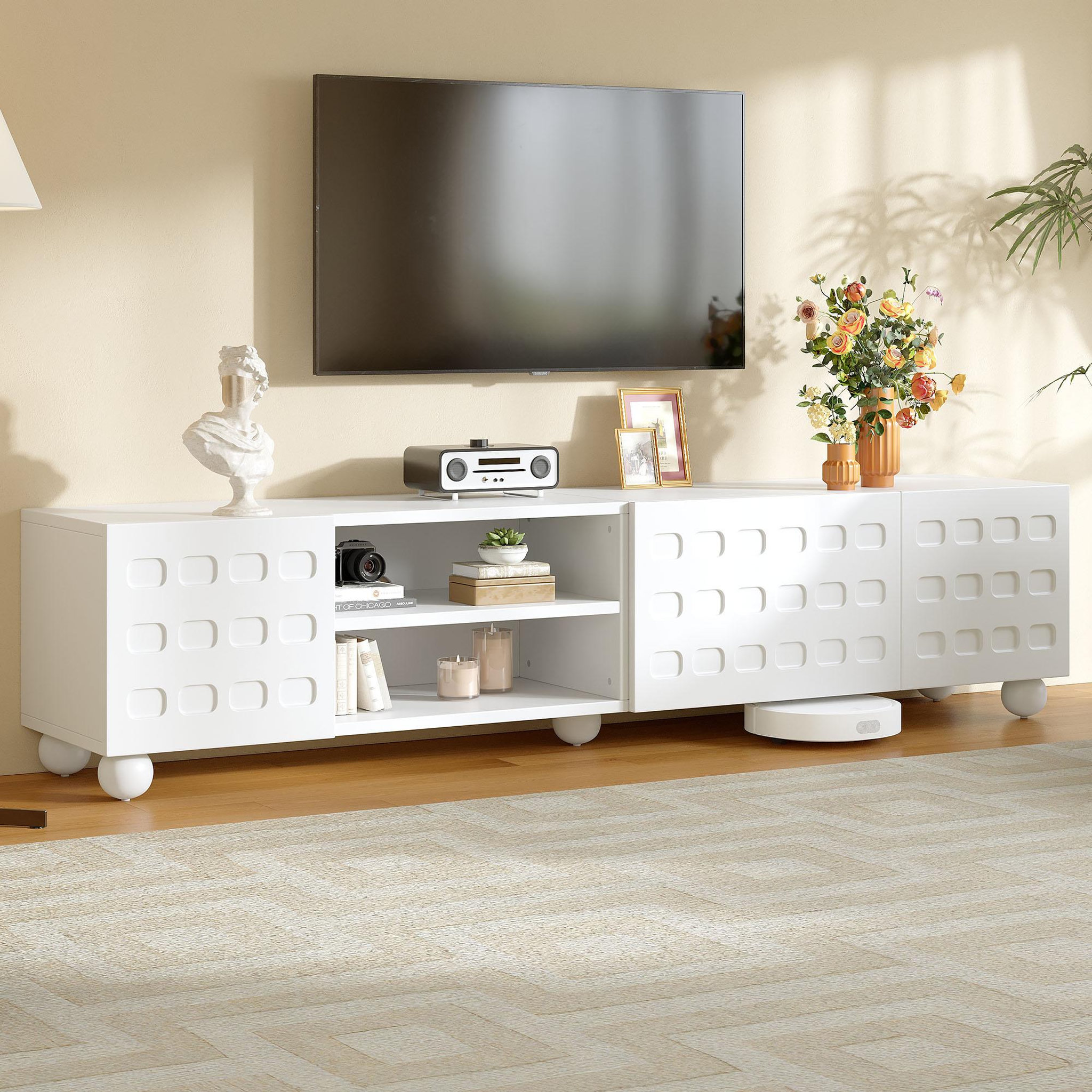 Voir la diapositive 4 : MERAX Meuble tv blanc 200 cm panneau de particules