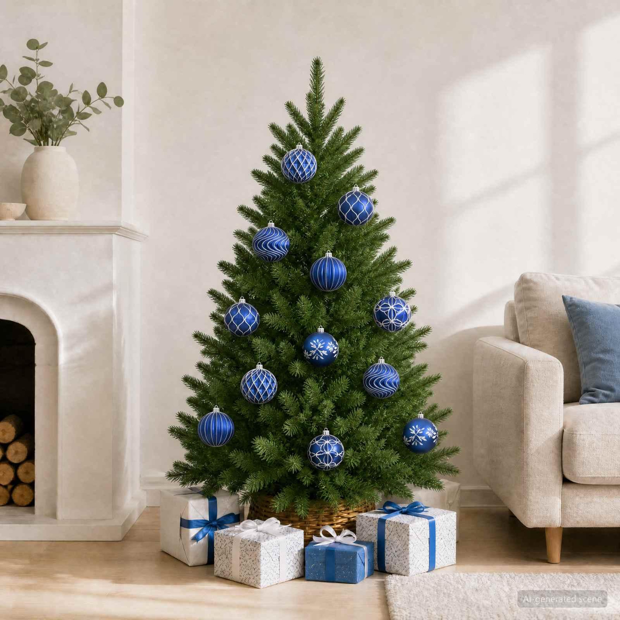 Voir la diapositive 2 : VIDAXL Ensemble de boules de Noël XL 12 pc Bleu et Blanc Diam. 10 cm