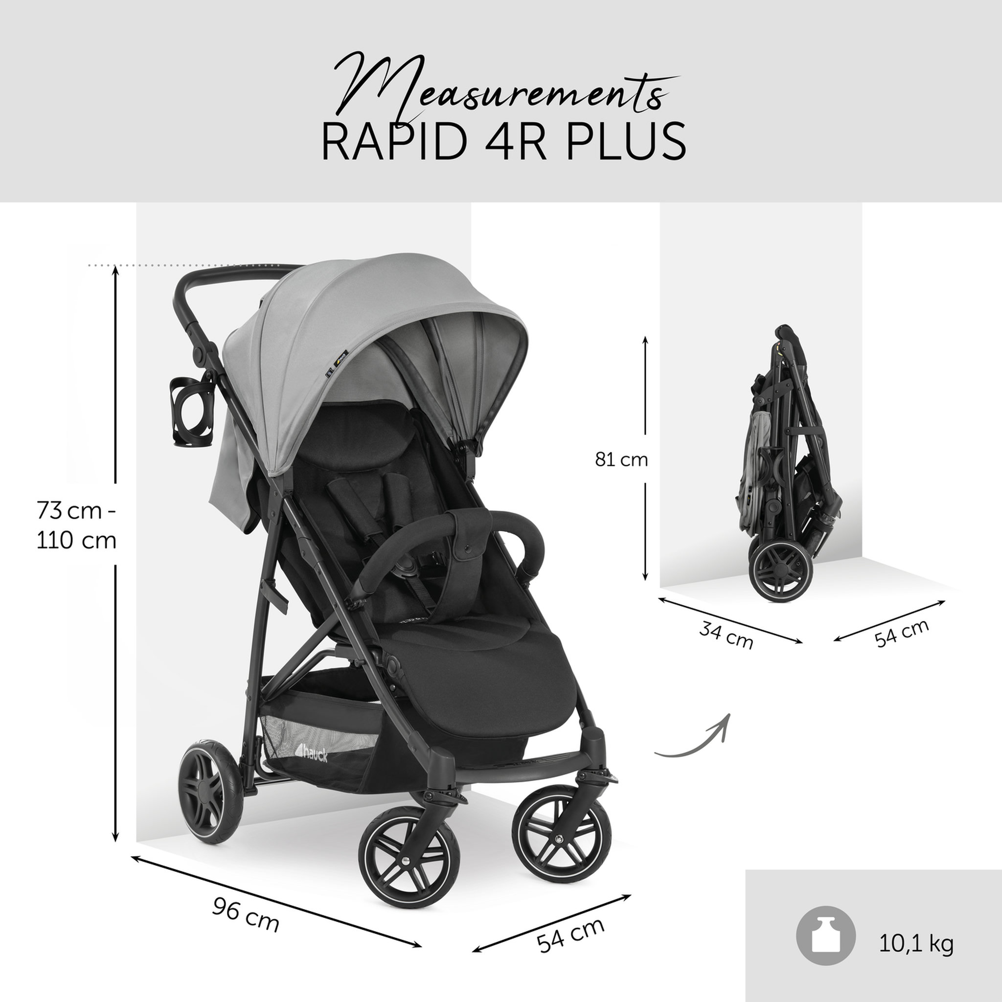 Voir la diapositive 2 : HAUCK Poussette Shopper Rapid 4R Plus - Gris