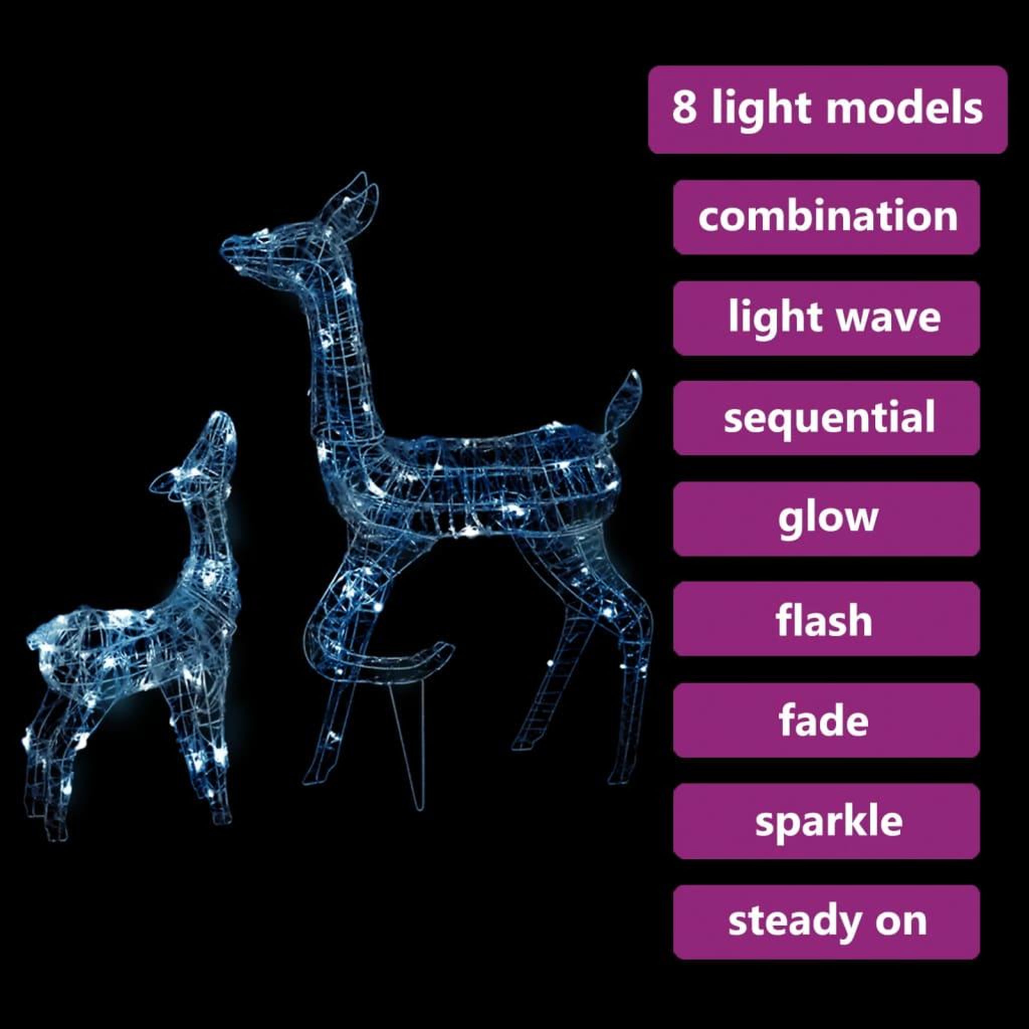 Voir la diapositive 4 : VIDAXL Famille de rennes de decoration Acrylique 160 LED blanc froid