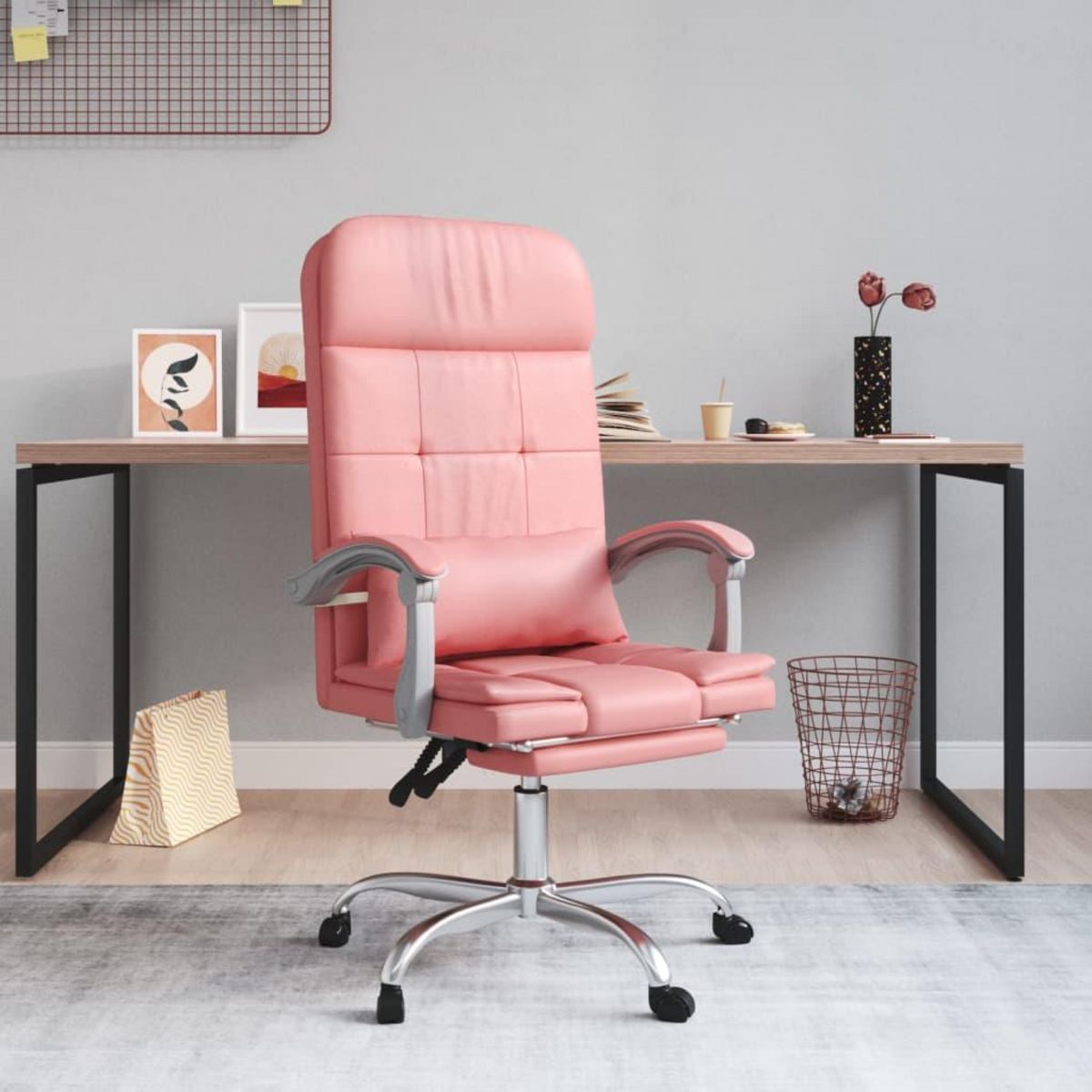VIDAXL Fauteuil de massage inclinable de bureau Rose Similicuir