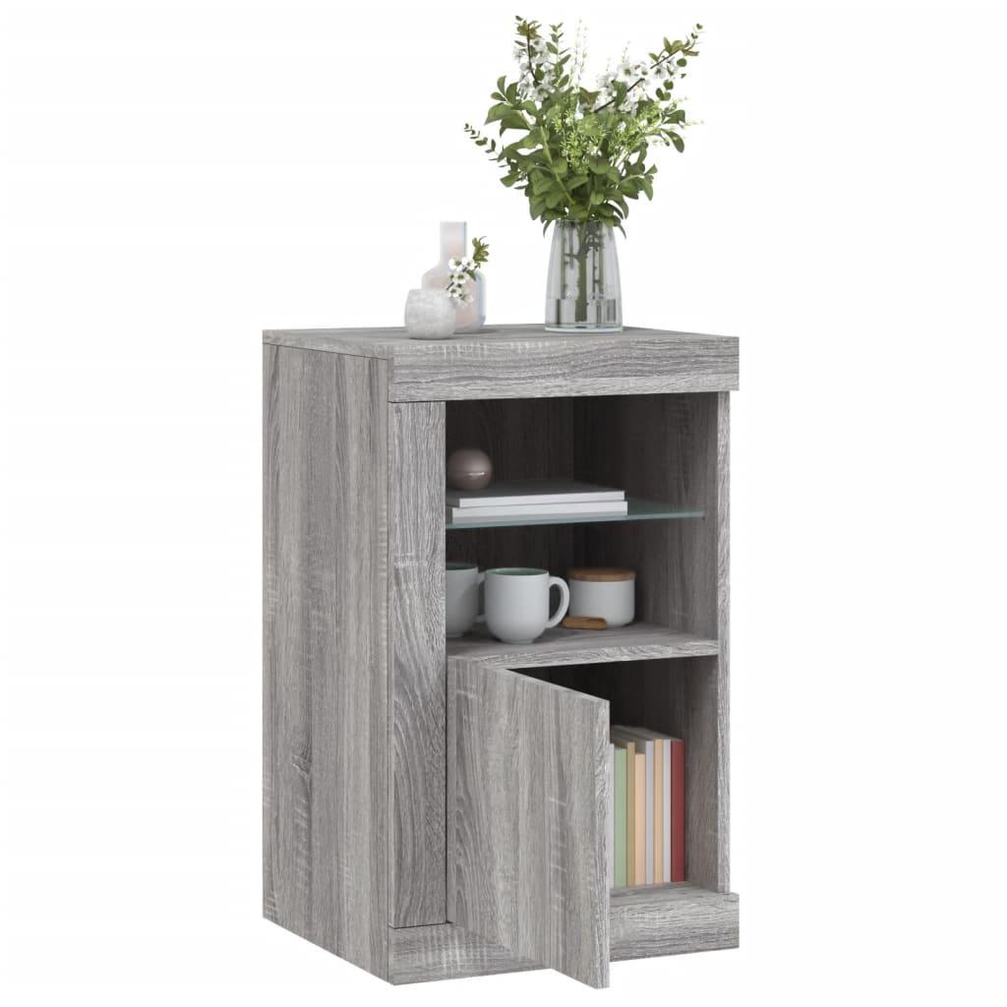 Voir la diapositive 5 : VIDAXL Armoire laterale et lumieres LED sonoma gris bois d'ingenierie