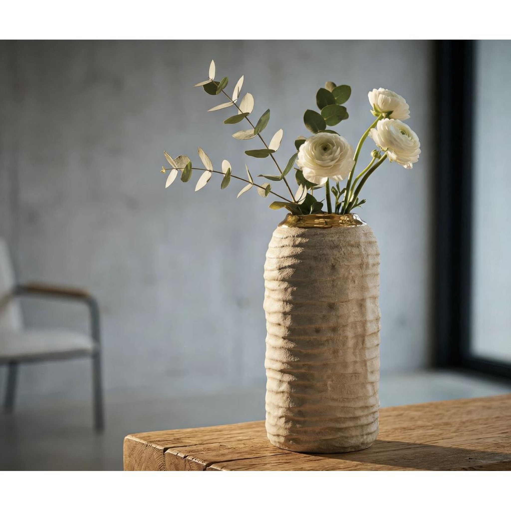 Voir la diapositive 5 : Paris Prix Vase design en céramique  lima  25cm gris
