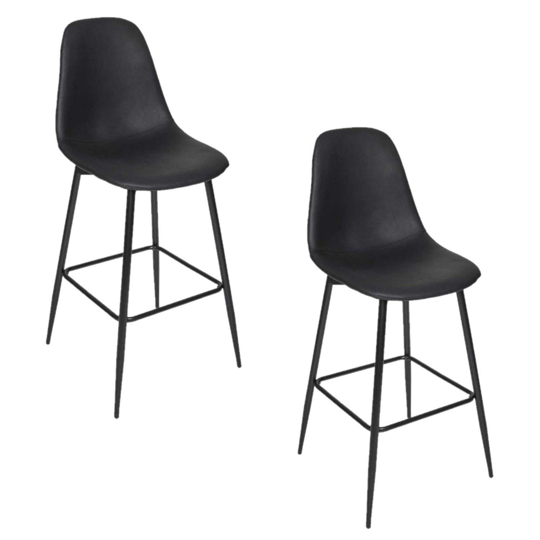 TOILINUX Lot de 2 chaises de bar malo - noir