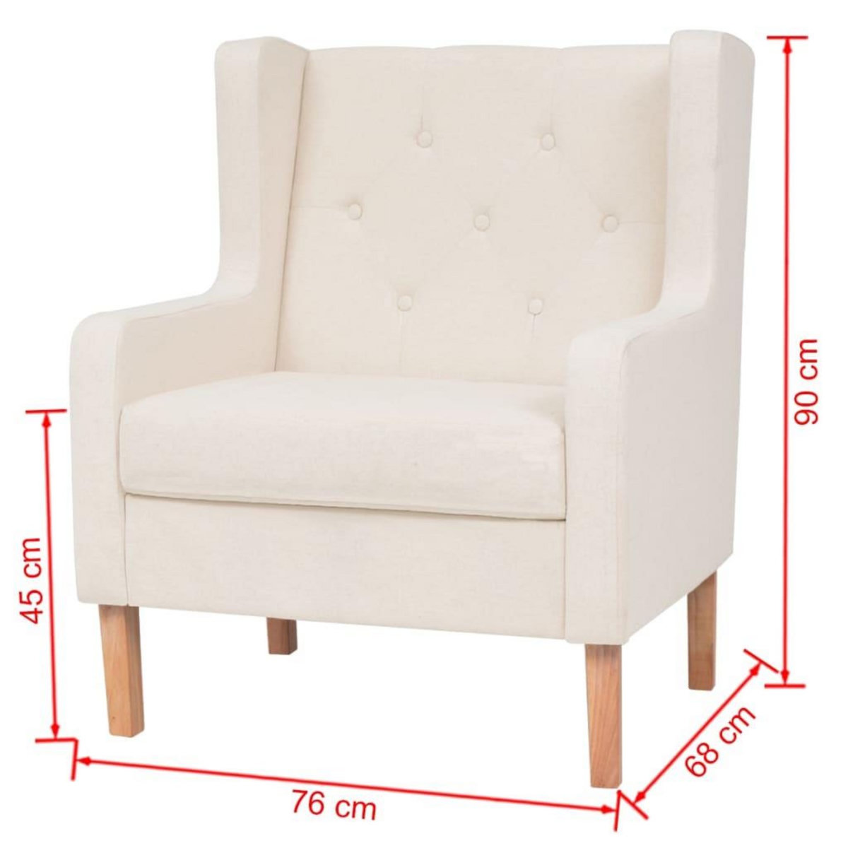 VIDAXL Fauteuil blanc creme tissu
