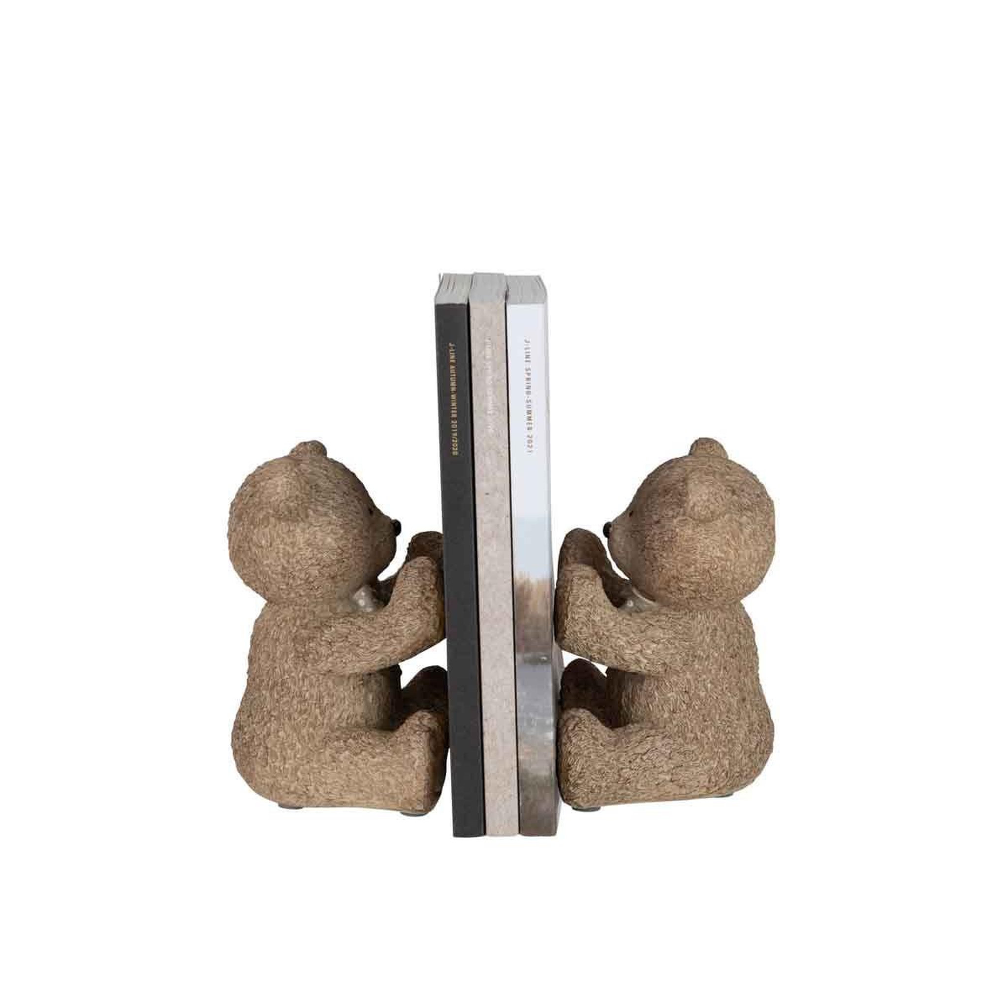 Voir la diapositive 3 : J-LINE Lot de 2 serre-livres enfant  ours  20cm marron