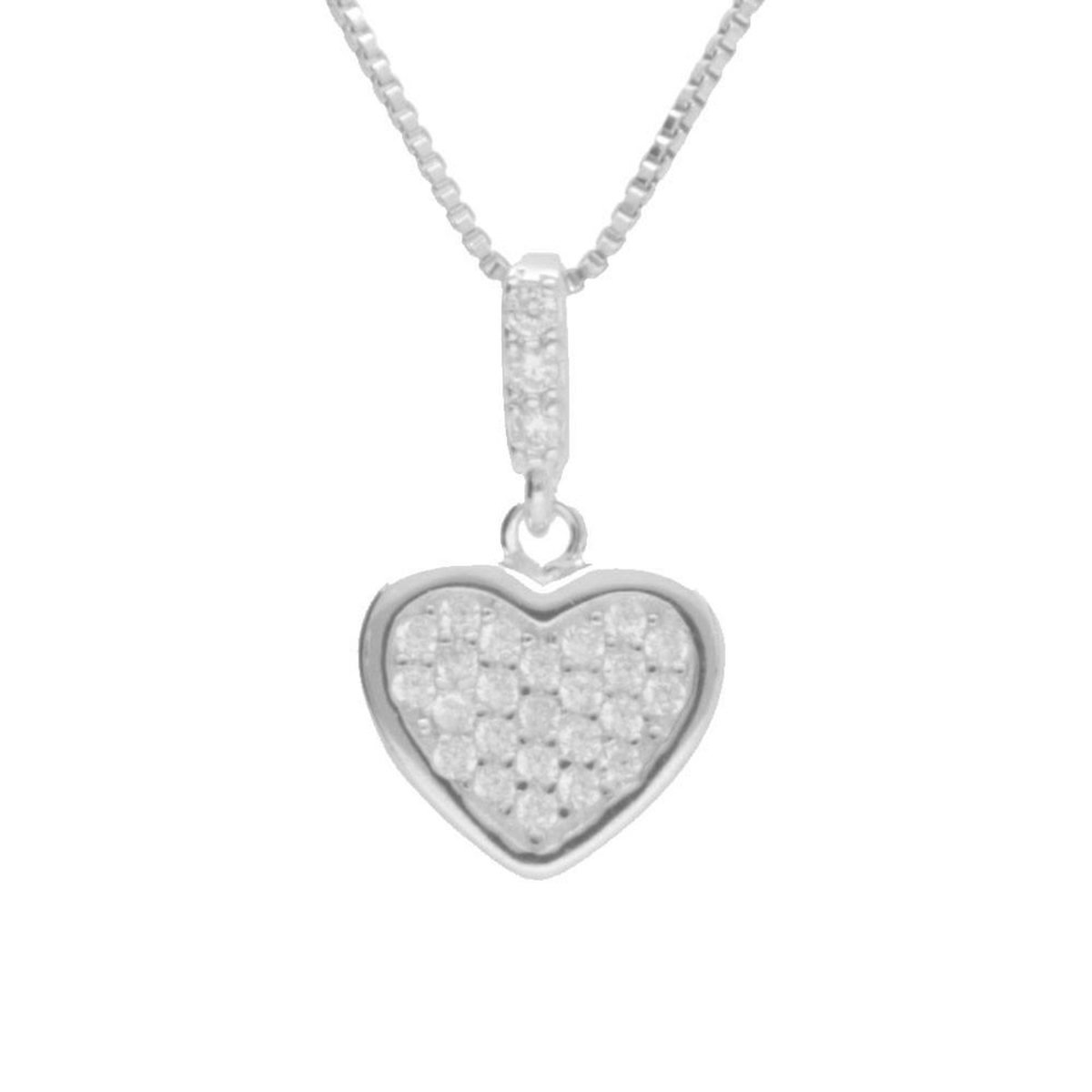 L'ATELIER D'AZUR Collier Argent 925/000 Rhodié - Coeur Pavé de Zirconiums