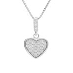 L'ATELIER D'AZUR Collier Argent 925/000 Rhodié - Coeur Pavé de Zirconiums