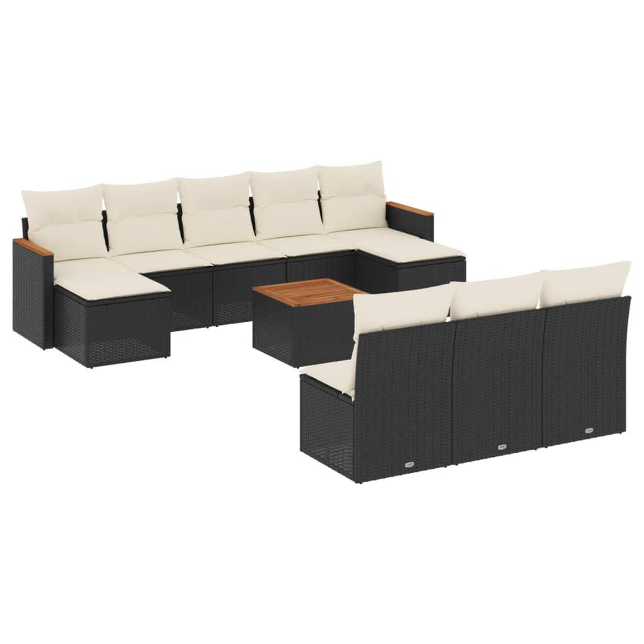 Voir la diapositive 2 : VIDAXL Salon de jardin 11 pcs avec coussins noir resine tressee