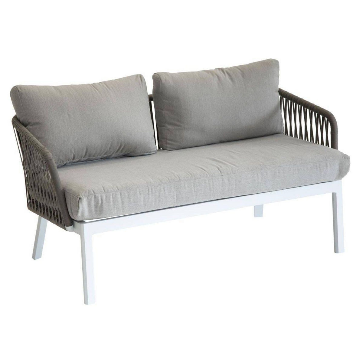 HESPERIDE Salon de jardin Barcelone - 4 Places - Marron tonka et blanc