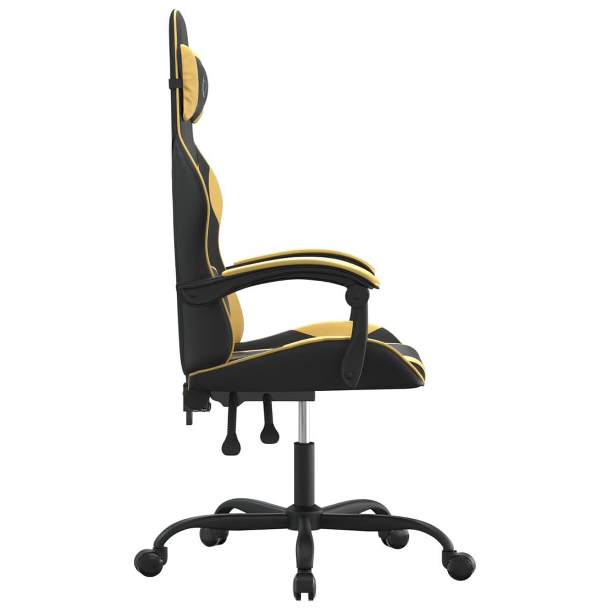 Voir la diapositive 4 : VIDAXL Chaise de jeu pivotante Noir et dore Similicuir