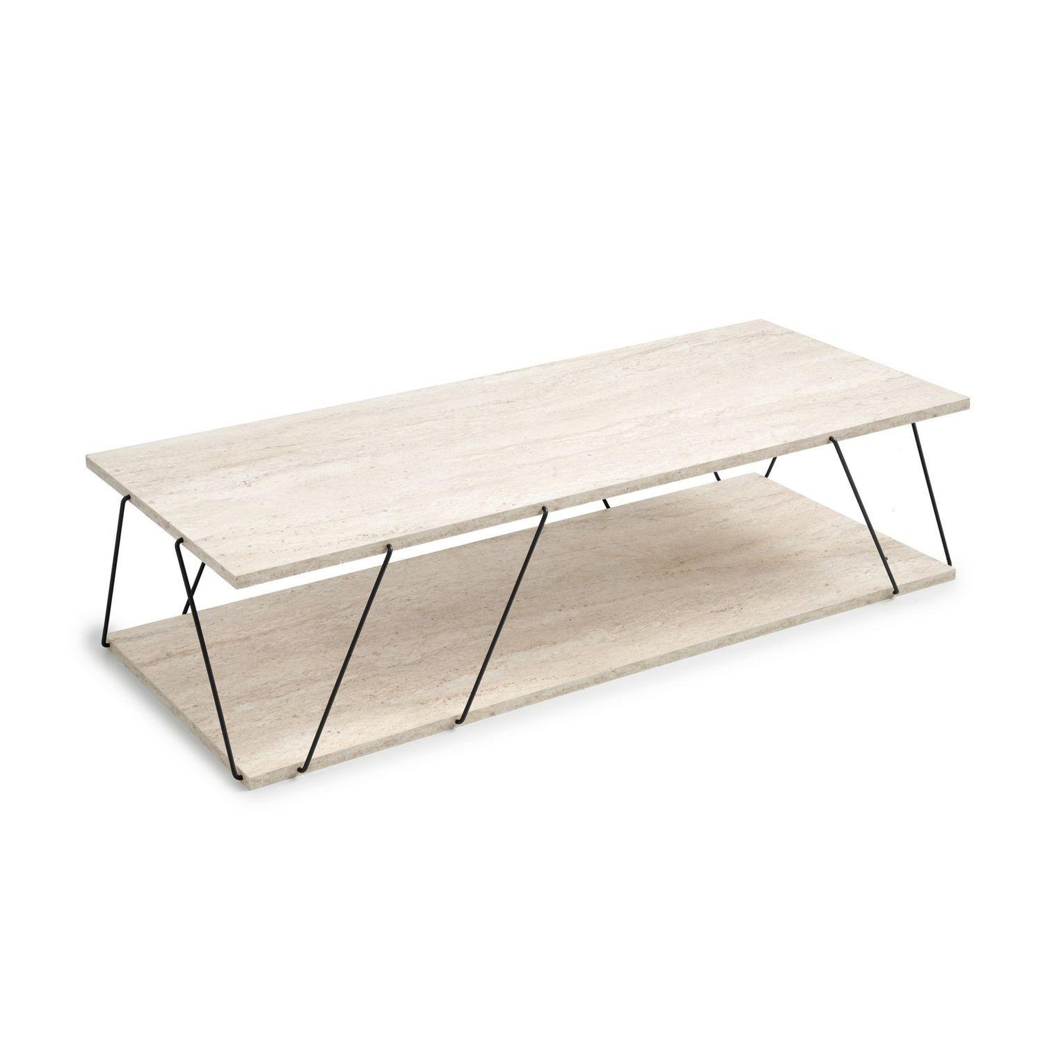 Voir la diapositive 4 : TOILINUX Table basse contemporaine effet travertin - beige