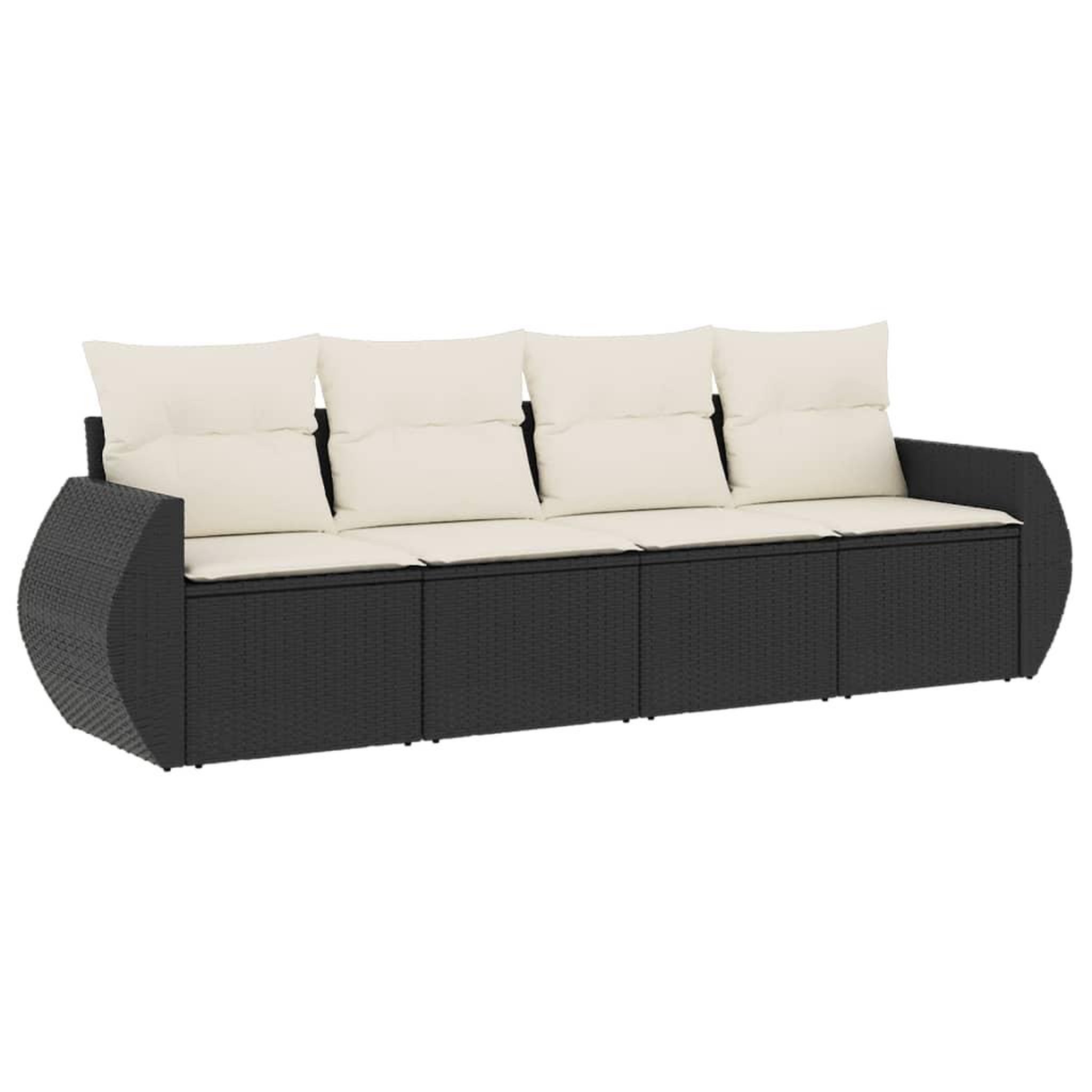 Voir la diapositive 2 : VIDAXL Salon de jardin 4 pcs avec coussins noir resine tressee