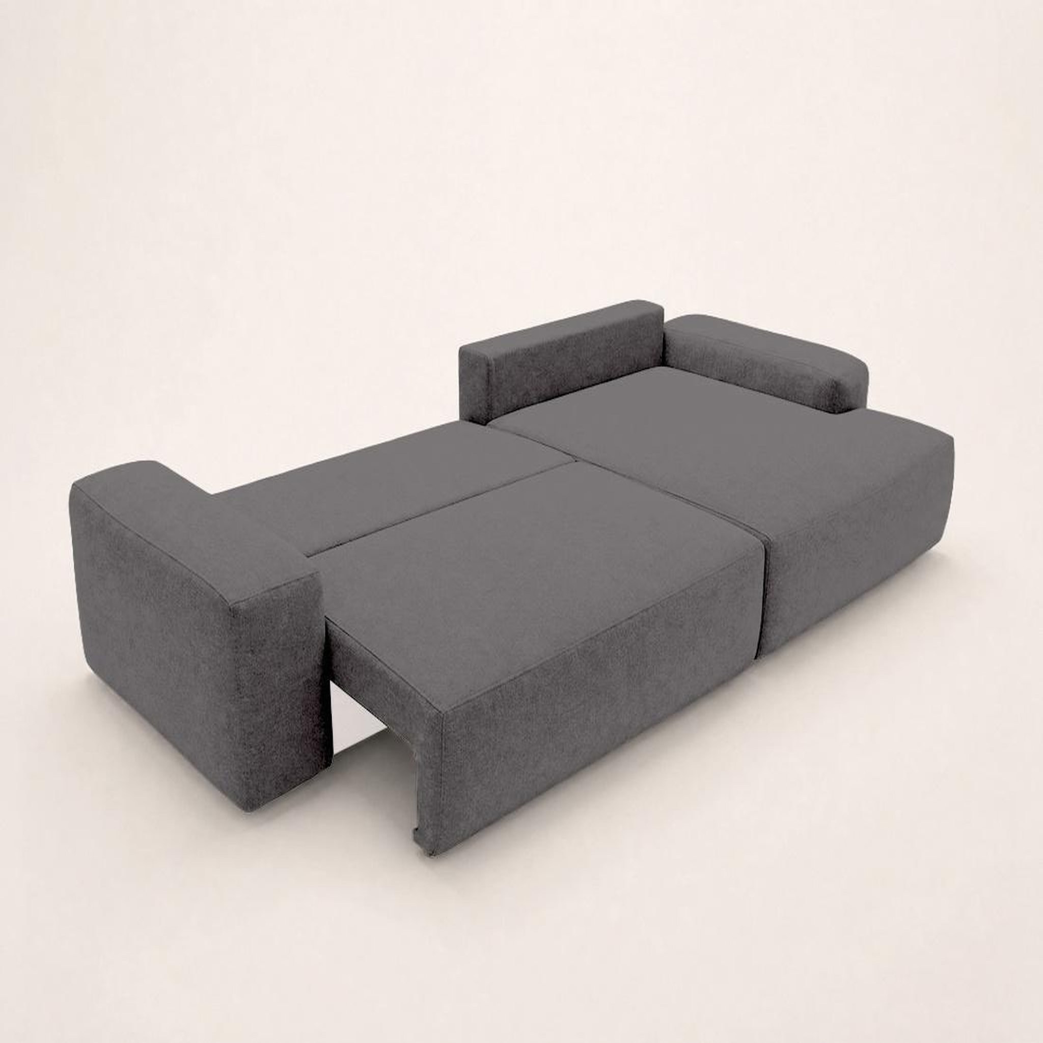 Voir la diapositive 4 : BEST MOBILIER Tama - canapé d'angle droit 4 places convertible avec coffre en tissu