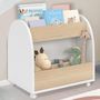 Voir la diapositive 2 : ID MARKET Bibliothèque pour enfant ANDREAS sur roulettes hêtre et blanc