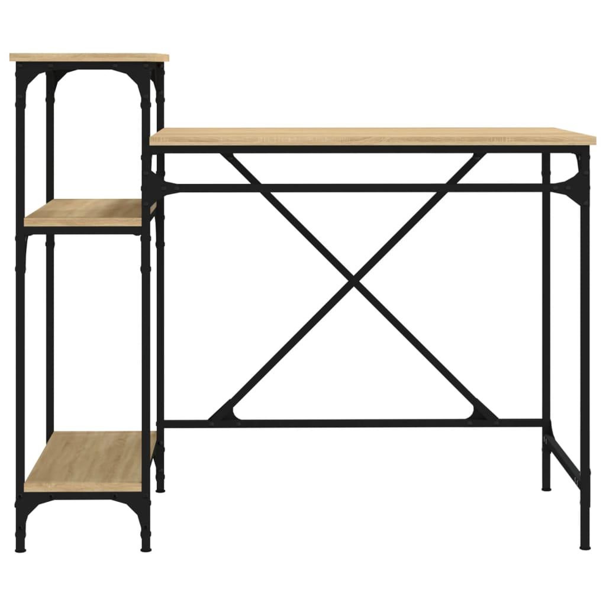 Voir la diapositive 5 : VIDAXL Bureau avec etageres chene 105x50x90cm bois d'ingenierie et fer